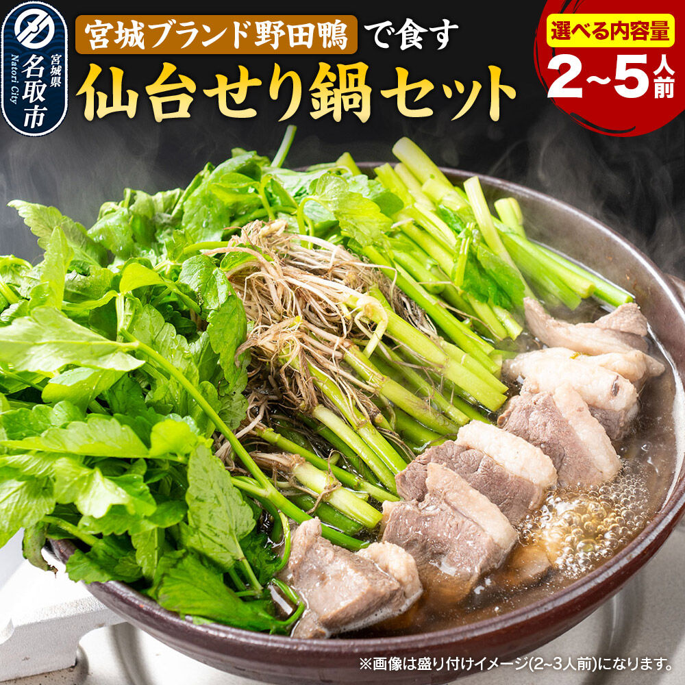 【ふるさと納税】鍋【期間限定】【お届け日時指定必須（10月1日以降お届け）】 仙台せり鍋 セット 宮城ブランド 野田鴨 で食す 【選べる内容量 2〜3人前 ／ 4〜5人前】（漁亭 浜や）せり鍋 鍋セット せり鍋鴨 [仙台名物]