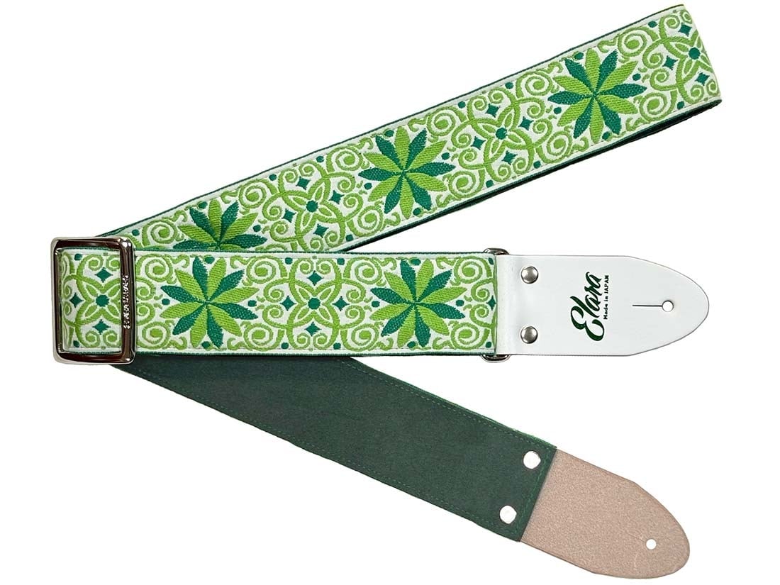 
            【ギターストラップ】 Elara Straps Zinnia Elegans Apple Green 郡上市 レザー 真鍮バックル ウルトラスエード プロ仕様 エレキ アコギ ベース Ksound 小林楽器店
          