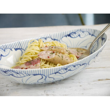 有田焼 花弁紋 25.5cm 楕円鉢（大）青と赤のペアセット 大慶 A30-279_イメージ4