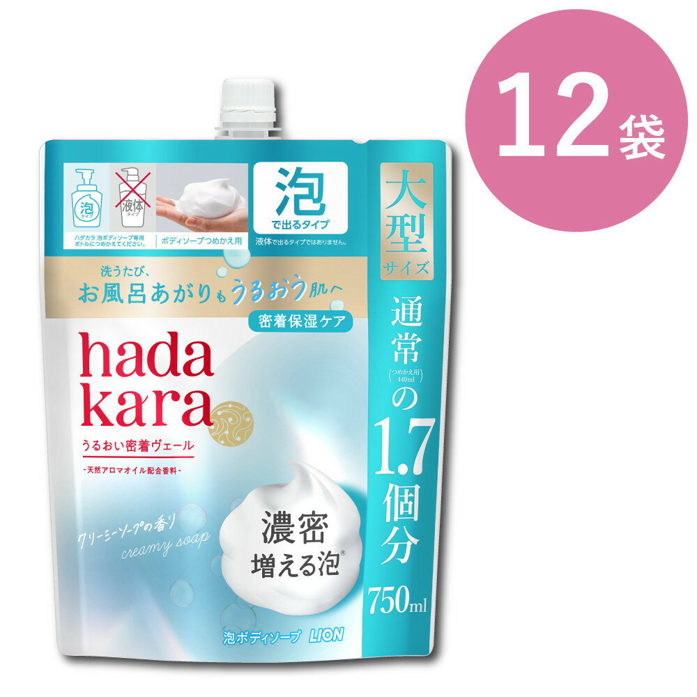 【ふるさと納税】【新パッケージ】hadakara（ハダカラ）ボディソープ　泡で出てくるタイプ　クリーミーソープの香り　詰替え750ml 12袋パック | 石鹸 スキンケア 洗浄 ボディケア 人気 おすすめ 送料無料
