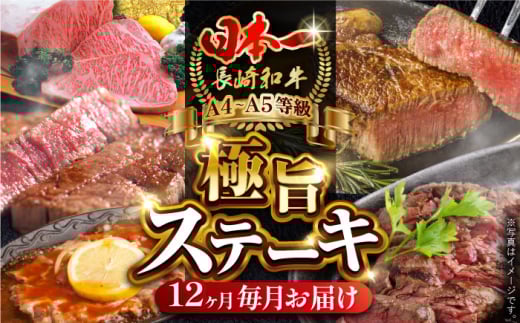 【全12回定期便】 長崎和牛 ステーキ極旨コース 総計23.4kg / モモ リブロース イチボ サーロイン ランプ ヒレ レモンステーキ / 肉 牛肉 ステーキ 焼肉 / 波佐見町 / 野中精肉店 [VF84]