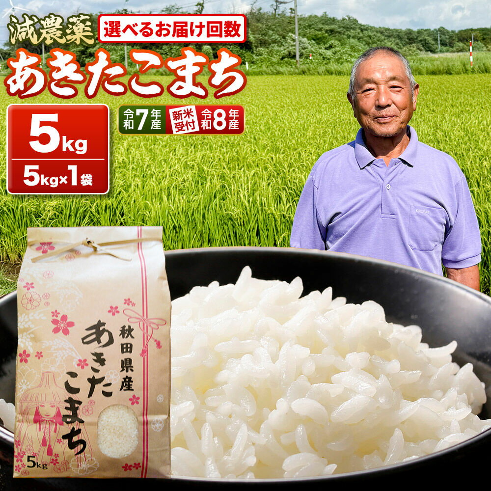 【ふるさと納税】《令和8年産新米受付／令和7年産》 あきたこまち 5kg（5kg×1袋） 白米 藤田清秀 【選べるお届け回数】 定期便 秋田県男鹿市 [新米 先行受付 米 あきたこまち ブランド米 減農薬 香り 甘み 粘り おにぎり おむすび お弁当]