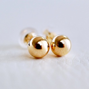 【ジュエリー】K18 18金 ゴールド 地金 シンプル ボール ピアス (5mm) 保証書付 KO-0003 242-009-b