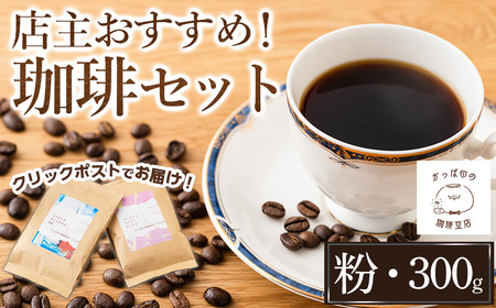 ＜粉＞店主おすすめ！珈琲セット(計300g) コーヒー 珈琲 ドリップ 自家焙煎珈琲 ブラジル コロンビア グアテマラ インドネシア エクアドル コスタリカ 飲み比べ お取り寄せ 【sm-DN001-B】【かっぱ印の珈琲豆店】