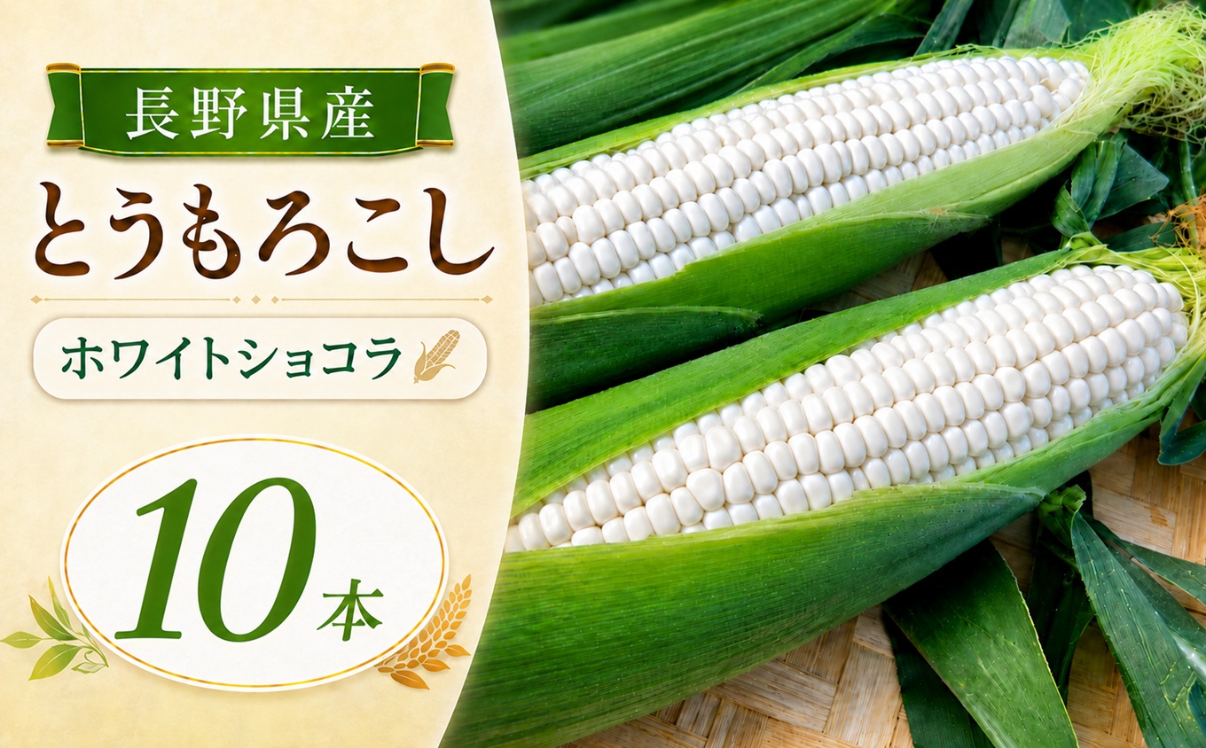 とうもろこし ホワイトショコラ 10本 | 農家直送 トウモロコシ 甘い 野菜 ジューシー みずみずしい 生食 茹で 焼き 栄養 おやつ 長野県 南信州 飯田市