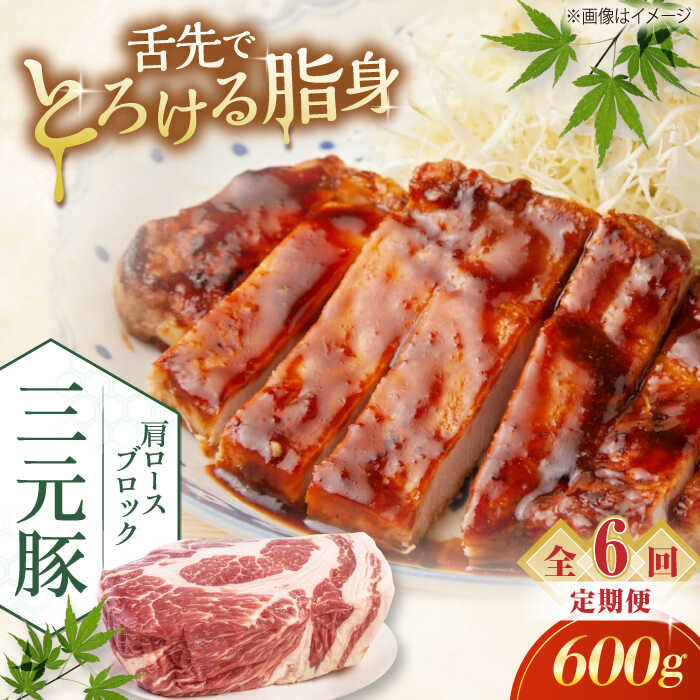 【ふるさと納税】 定期 三元豚 肩ロースブロック600g ▼ 全6回 定期便《喜茂別町》【平田牧場】 肉 豚肉 ロース ブロック ローストポーク 煮豚 酢豚 煮物 冷凍配送 定期便 定期 北海道 平田牧場 おすすめ [AJAP112] 60000 60000円 6万円