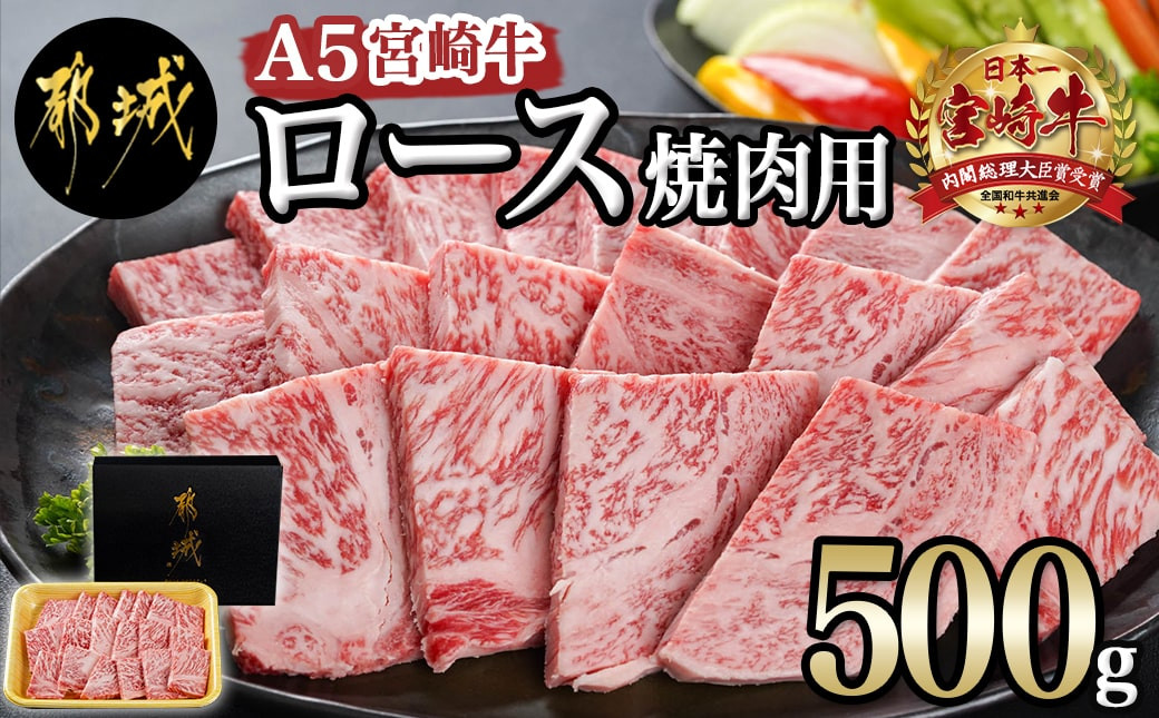 
宮崎牛(A5)ロース焼肉用500g_AD-0114_(都城市) 牛肉 最高級A5ランク 5等級 都城産 ブランド牛 ロース肉 焼肉用
