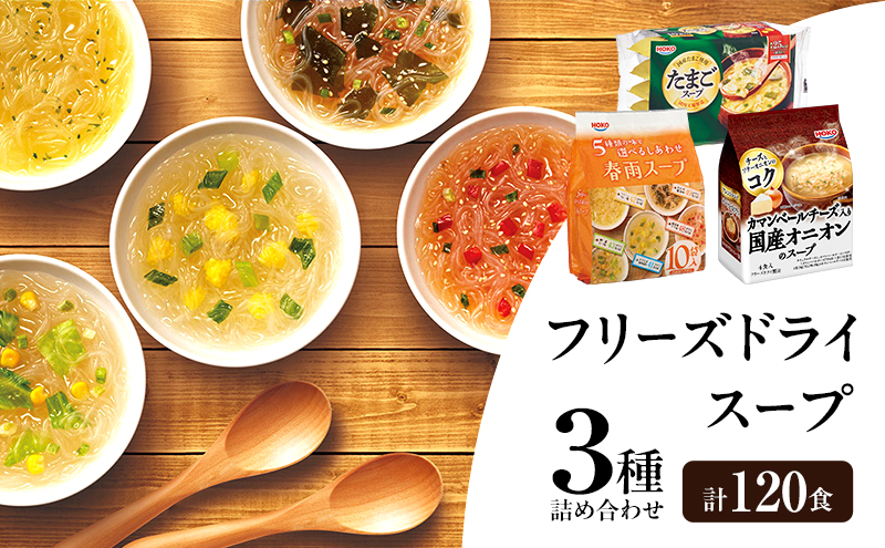 スープ 3種のスープ (オニオン・たまご・春雨) 各40食 計120食 フリーズドライ