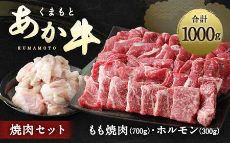 ＜ R8年熊本地震復興支援 ＞くまもとあか牛 焼肉 セット 合計1000g 2種 モモ ホルモン