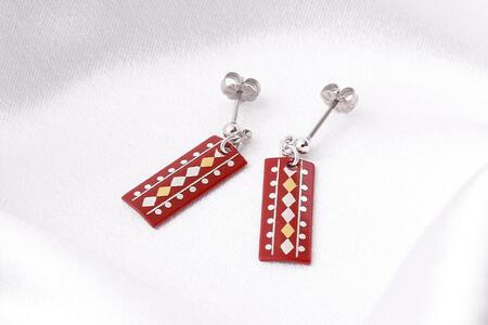 【中嶋象嵌】長四角　ピアス〈ダイヤ〉