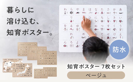 知育 知育ポスターベージュ 7枚セット 日本地図 世界地図 知育 教育 BJBA005
