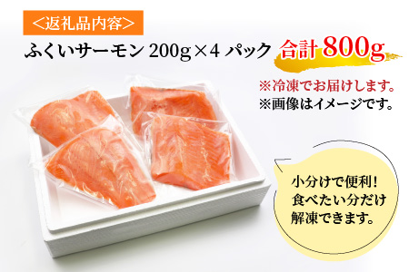 国産 ふくいサーモン 200g × 4パック 合計800g 刺身 サケ 鮭[B-001022]