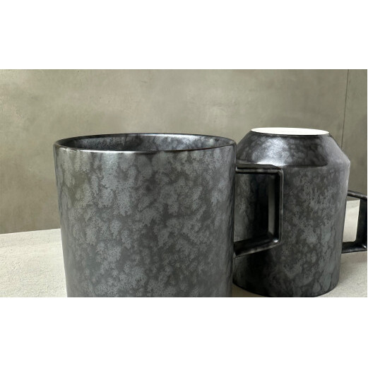 金善製陶所 80カットマグ 黒サビ絞りマット 有田焼 マグカップ ペア シンプル 食器 ブラック スタイリッシュ A20-465_イメージ3
