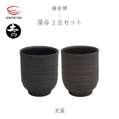 「光窯」司辻 光男【越前焼】土ごころ 湯呑 2個セット【1468378】