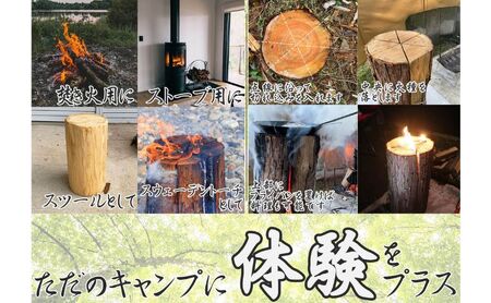 千葉県産切りっぱなし檜丸太3本BBQ・キャンプ・スウェーデントーチ・DIYの素材として便利！ ひのき 木 アウトドア バーべキュー 薪 焚火 火持ちが良い 薪割り スツール 