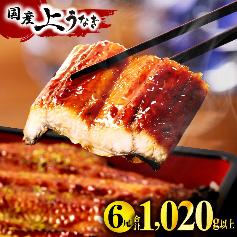 国産うなぎ 蒲焼6尾(計1020g以上) 鰻蒲焼用たれとさんしょうのセット