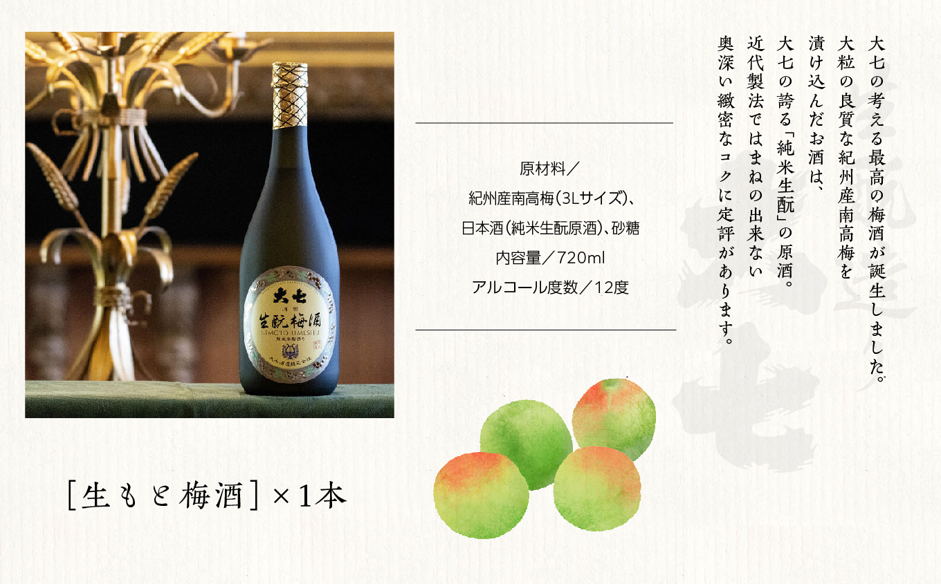 大七酒造「生もと梅酒」720ml×1本 酒 お酒 日本酒 四合 720 グルメ 父の日 敬老の日 ギフト プレゼント お中元 お歳暮 人気 おすすめ ふるさと 納税 福島 ふくしま 送料無料【道の駅「