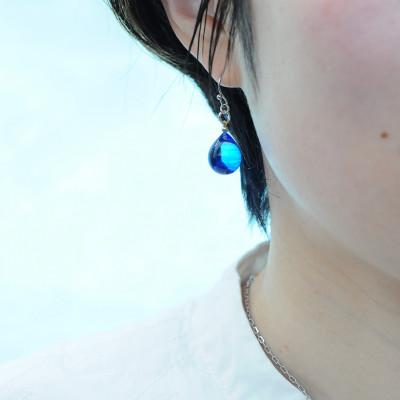 ふるさと納税 長沼町 【Soukore】ガラスアクセサリー・ブルー・ピアス(ゴールド) |  | 03