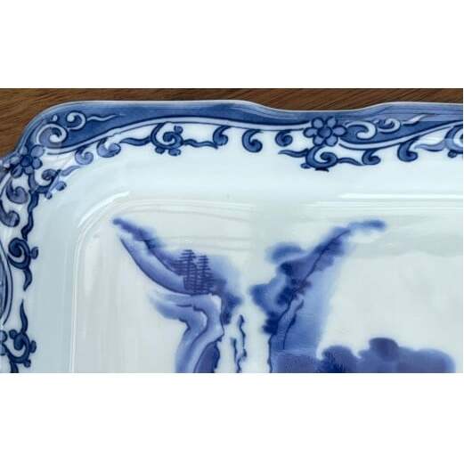 有田焼 染付縁唐草見込み瀑布図長角皿 2枚 セット【有田焼 花伝作】食器 器 うつわ 長角皿 和皿 滝 向付 染付 唐草 35000円 A35-380_イメージ4