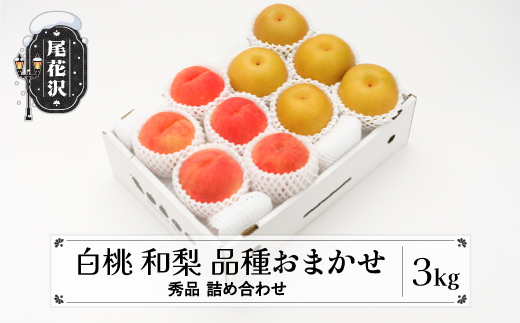 先行予約 白桃&和梨 秀品 詰め合わせ 品種おまかせ 化粧箱入り 計3kg もも なし フルーツ 果物 セット アソート  令和8年産 2026年産 山形県産 ※沖縄・離島への配送不可 ns-fshnx3-b