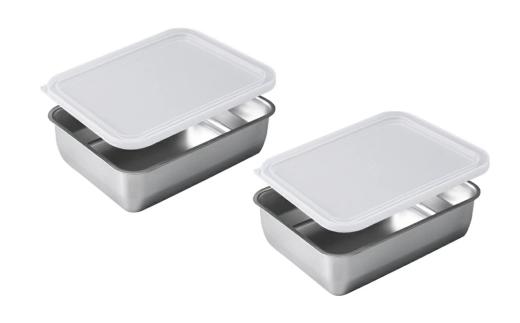 お料理はかどる 蓋付き角バット 1/2サイズ 2個セット (ステンレスバット)【 調理器具 キッチン用品 キッチングッズ ステンレス製 燕三条製 】 FC011041