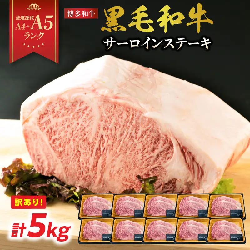 訳あり！【A4～A5】博多和牛サーロインステーキセット 5kg（250g2枚入り×10p） ステーキ 牛肉 お肉 国産 和牛 黒毛和牛 A5 福岡県 八女市 214-044
