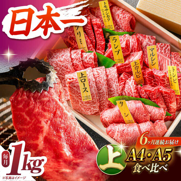 【ふるさと納税】【6回定期便】【A4-A5上ランク】 長崎和牛 焼肉 盛り合わせ（上盛り）約1kg 長与町/meat shop FUKU[ECS011] 定期便 ていきびん 焼き肉 やきにく ヤキニク 国産 長崎 和牛 肉 赤身 食べ比べ 盛合せ セット バーベキュー A5　ステーキ 上部位 冷凍