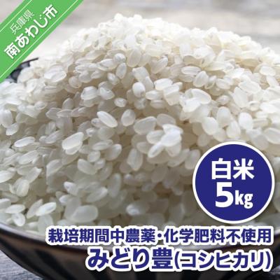 ふるさと納税 南あわじ市 【令和7年産】栽培期間中農薬・化学肥料不使用 白米5kg みどり豊(コシヒカリ)
