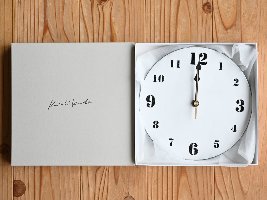 Kenichi Kondo　七宝じかん　七宝文字盤Ｍ（壁掛け時計セット）／白地に黒文字