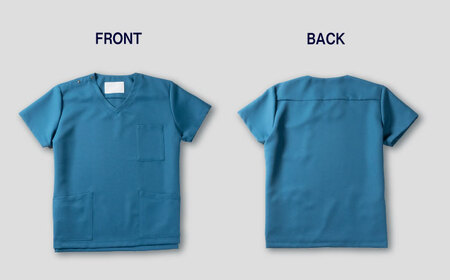 医療用着衣スクラブ半袖 ブルーネイビー 仕事着 病院 刺繍 名入れ可 岐阜市/ビゼン [ANBW002]