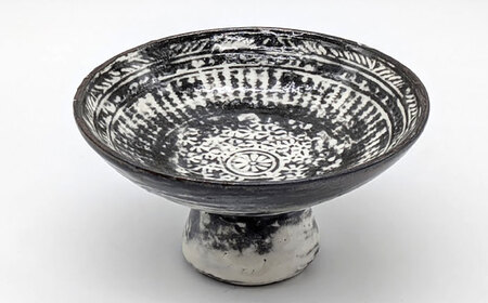 【瀬戸焼】三島印花高台鉢 【山長陶苑】 / 鉢 食器 和食器 / 瀬戸市[BBBH059]