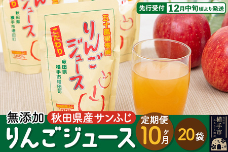 《定期便10ヶ月》無添加りんごジュース（サンふじ）20パック