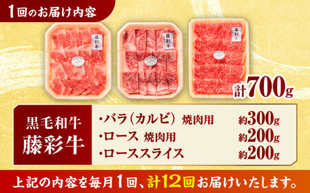【12回定期便】くまもと黒毛和牛「藤彩牛」厳選3種の食べ比べ計700g 3902【有限会社 スイートサプライなかぞの】[ZDT137]