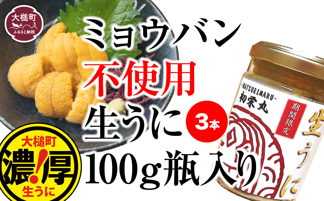 
            三陸産生うに 瓶詰100g×3本【令和7年6月発送】【配送日指定不可】［35］
          