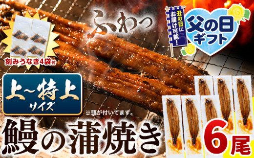 【  土用の丑の日予約受付中！  】 うなぎ 国産 鰻の蒲焼 6尾 ＋ きざみうなぎ 30g×4袋 上～特上サイズ《7月上旬-7月中旬頃出荷》| うなぎ 蒲焼 国産 うなぎ 小分け うなぎ 国産 うなぎ 父の日 うなぎ 母の日ギフト うなぎ 簡易包装 送料無料 徳島県 上板町