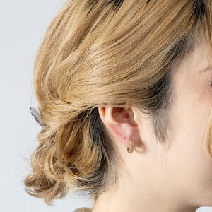 ダイヤモンドピアス 0.5ct K18イエローゴールド フープピアス 中折れピアス EJ-005