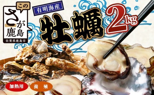 有明海産 養殖牡蠣2kg 冬季限定｜殻付き生牡蠣｜加熱調理用｜新鮮 佐賀県産 カキ【レンジで簡単調理】お正月 夕食 おつまみ おかず 佐賀県 鹿島市 人気 B-376