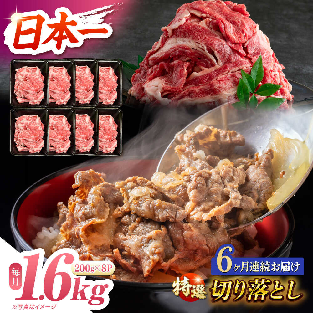 【ふるさと納税】【6回定期便】【A4-A5】 長崎和牛 特選切り落とし 約1.6kg（200g×8パック） 長与町/meat shop FUKU[ECS023] 定期便 ていきびん 国産 長崎 和牛 肉 特選 切り落とし 小分け 料理 しゃぶしゃぶ すき焼き 焼肉 バーベキュー 肉じゃが 冷凍