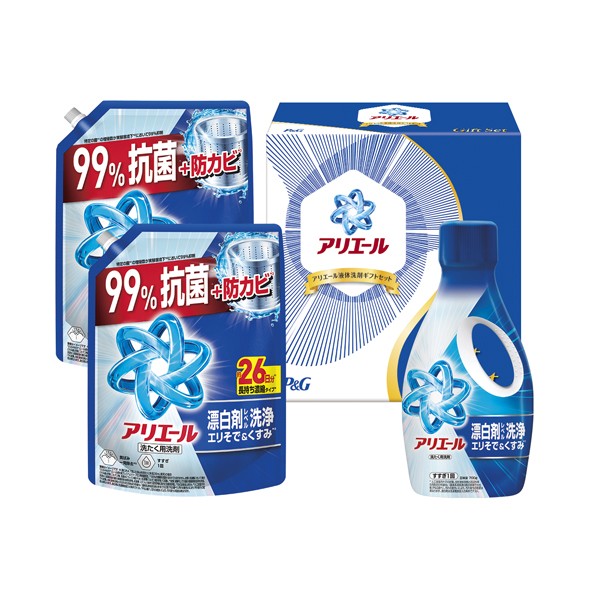 
                  【25193】 【ギフト包装対応】Ｐ＆Ｇ　アリエール液体洗剤ギフトセット（本体７００ｇ×１　詰替６２５ｇ×２）
                