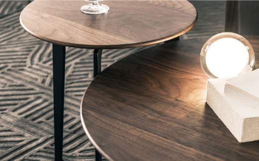 【Ritzwell】OS SIDE TABLE  SET / 直径700+直径400 サイドテーブル ウォールナット [AYG035]