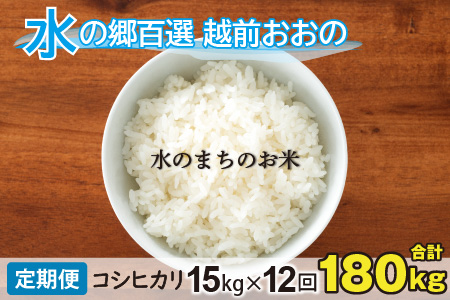 【令和7年産】【12ヶ月定期便】こしひかり 15kg×12回 計180kg（白米）「エコファーマー米」－水のまちのお米－[O-003002]