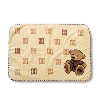 ふるさと納税 泉大津市 【日本一の毛布の町】DAKS Bear アクリルマイヤーひざ掛け(毛羽部分) 　ベージュ |  | 01