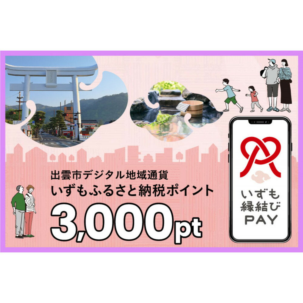 【ふるさと納税】出雲市 デジタル地域通貨「いずも縁結びPAY」 いずもふるさと納税ポイント3,000pt（1pt＝1円）【3,000円分 電子決済 キャッシュレス 飲食 宿泊 体験 電子マネー 島根県 出雲市】