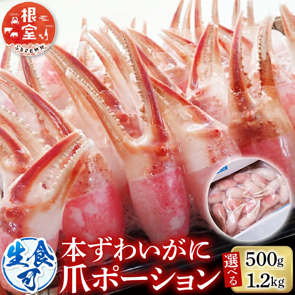 【ふるさと納税】 根室海鮮市場 ＜直送＞ 生食用本ズワイガニ爪ポーション ( お刺身・かにしゃぶ・フライ等 ) 選べる 500g 1.2kg かに カニ 蟹 ズワイ ずわい ずわいがに ズワイ蟹 ずわい蟹 お取り寄せ グルメ 海鮮 根室市 ふるさと納税