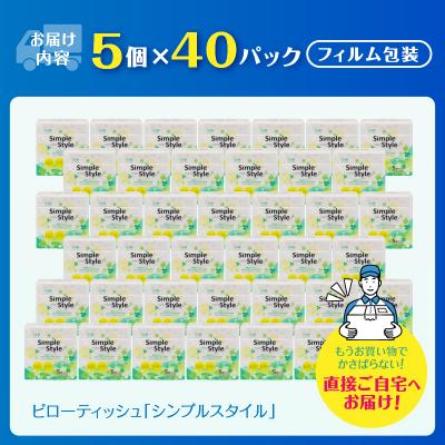 ふるさと納税 富士市 ピローティッシュ「シンプルスタイル」150W×5P　40袋セット 箱なし　コンパクト(a1130) |  | 01