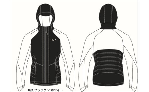 中綿ブレスサーモウォーマーシャツ：配送情報備考　09Ａ　ブラック×ホワイト