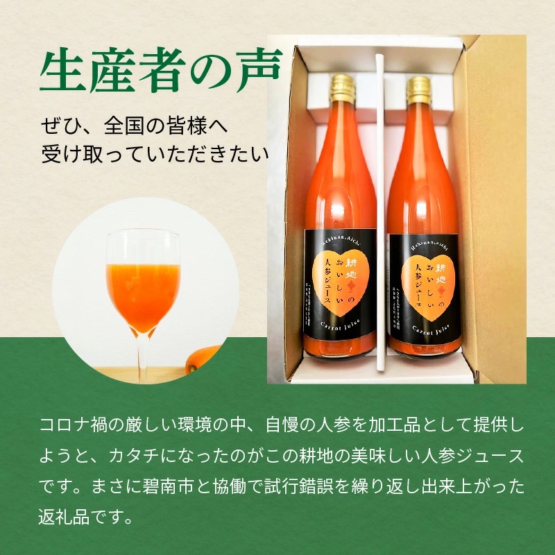 人参100%無添加・無着色!!美味しい人参ジュース!! 720ml×2本　H132-019