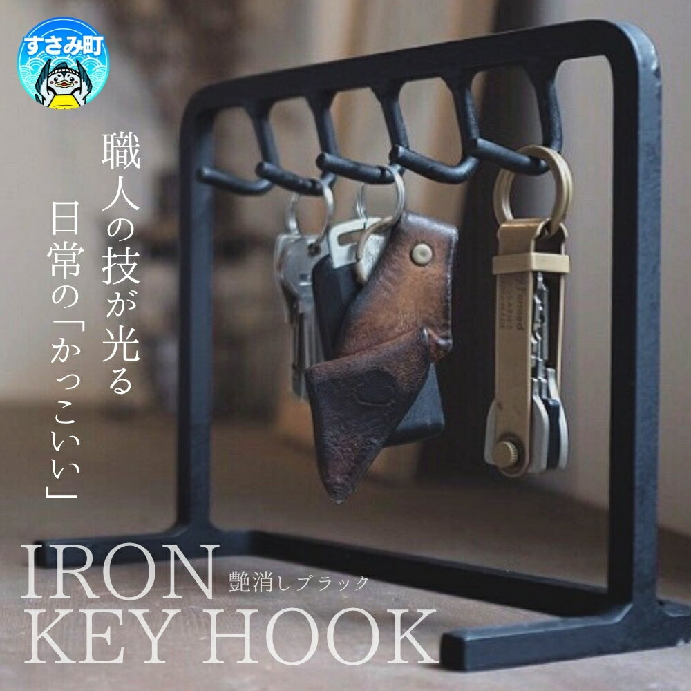 【ふるさと納税】 アイアン キーフック スタンド 鉄製 幅22cm 受注生産 鍵かけ 鍵 スタンド リビング 玄関 収納 小物収納 インテリア小物 カギ置き場 かぎ