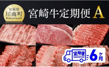 【定期便】 宮崎牛 ６ヶ月定期便 A  【 肉 牛肉 黒毛和牛 国産牛肉 宮崎県産牛肉 すき焼き牛肉 しゃぶしゃぶ牛肉 焼肉牛肉 ステーキ牛肉 肉牛 A4ランク牛肉 4等級牛肉 A5牛肉 5等級牛肉 定期便牛肉 6回 牛 】