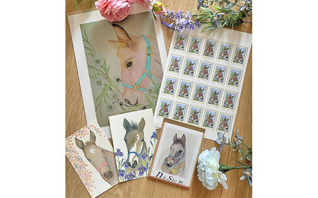 馬と花のステーショナリーセットA [BIBN001] メモ帳 午年